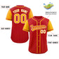Custom Red Yellow Stripe Fashion Raglan Sleeves Authentic Baseball Jersey Limited