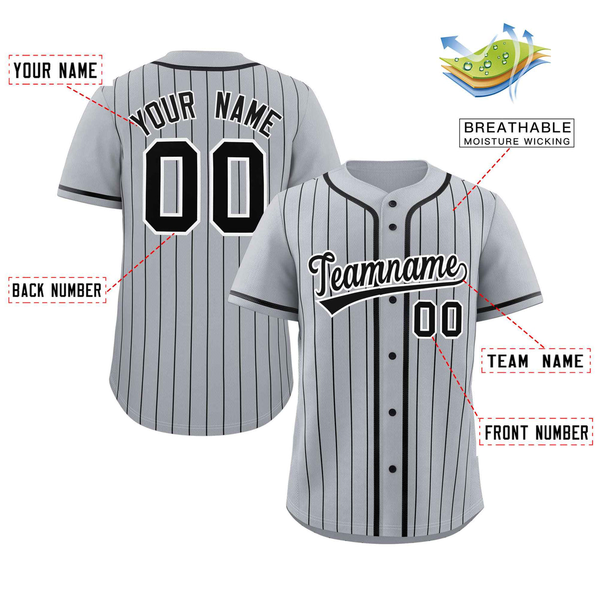 Custom Gray Black Stripe Fashion Raglan Sleeves Authentic Baseball Jersey Limited