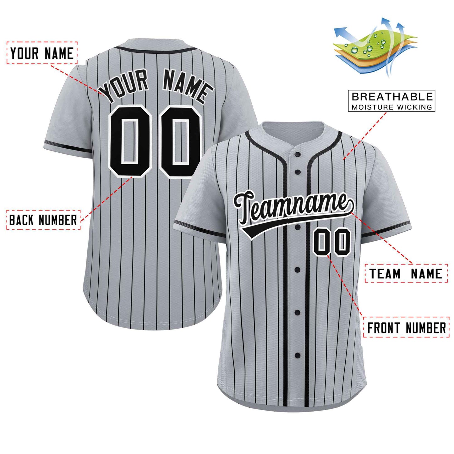 Custom Gray Black Stripe Fashion Raglan Sleeves Authentic Baseball Jersey Limited
