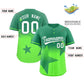 Custom Kelly Green-Lt Green Gradient Star Graffiti Pattern Authentic Baseball Jersey Limited