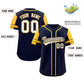 Custom Navy Gold Personalized Raglan Sleeves Authentic Baseball Jersey Limited