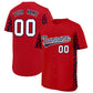 Custom Red Navy Personalized Leopard Graffiti Pattern Side Design Authentic Baseball Jersey