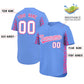 Custom Powder Blue Pink Personalized Leopard Graffiti Pattern Side Design Authentic Baseball Jersey Limited
