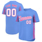 Custom Powder Blue Pink Personalized Leopard Graffiti Pattern Side Design Authentic Baseball Jersey