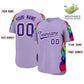 Custom Light Purple Graffiti Pattern Personalized Multicolored Flames Print Authentic Baseball Jersey Limited