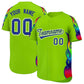 Custom Neon Green Graffiti Pattern Personalized Multicolored Flames Print Authentic Baseball Jersey