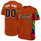 Custom Texas Orange Graffiti Pattern Personalized Multicolored Flames Print Authentic Baseball Jersey