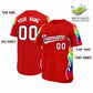 Custom Red Graffiti Pattern Personalized Multicolored Flames Print Authentic Baseball Jersey Limited