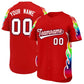 Custom Red Graffiti Pattern Personalized Multicolored Flames Print Authentic Baseball Jersey