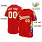Custom Red Graffiti Pattern Personalized Multicolored Flames Print Authentic Baseball Jersey Limited