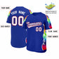 Custom Royal Graffiti Pattern Personalized Multicolored Flames Print Authentic Baseball Jersey Limited