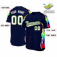 Custom Navy Graffiti Pattern Personalized Multicolored Flames Print Authentic Baseball Jersey Limited