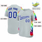 Custom Silver Graffiti Pattern Personalized Multicolored Flames Print Authentic Baseball Jersey Limited