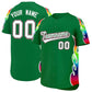 Custom Kelly Green Graffiti Pattern Personalized Multicolored Flames Print Authentic Baseball Jersey