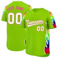 Custom Neon Green Graffiti Pattern Personalized Multicolored Flames Print Authentic Baseball Jersey
