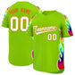 Custom Neon Green Graffiti Pattern Personalized Multicolored Flames Print Authentic Baseball Jersey