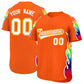 Custom Orange Graffiti Pattern Personalized Multicolored Flames Print Authentic Baseball Jersey