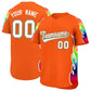 Custom Orange Graffiti Pattern Personalized Multicolored Flames Print Authentic Baseball Jersey