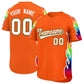 Custom Orange Graffiti Pattern Personalized Multicolored Flames Print Authentic Baseball Jersey