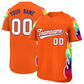 Custom Orange Graffiti Pattern Personalized Multicolored Flames Print Authentic Baseball Jersey