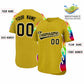 Custom Old Gold Graffiti Pattern Personalized Multicolored Flames Print Authentic Baseball Jersey Limited