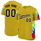 Custom Old Gold Graffiti Pattern Personalized Multicolored Flames Print Authentic Baseball Jersey