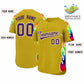 Custom Old Gold Graffiti Pattern Personalized Multicolored Flames Print Authentic Baseball Jersey Limited