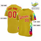 Custom Old Gold Graffiti Pattern Personalized Multicolored Flames Print Authentic Baseball Jersey Limited