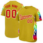 Custom Old Gold Graffiti Pattern Personalized Multicolored Flames Print Authentic Baseball Jersey