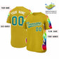 Custom Old Gold Graffiti Pattern Personalized Multicolored Flames Print Authentic Baseball Jersey Limited
