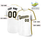 Custom White Old Gold Color Block Personalized Side Dotted Line Authentic Baseball Jersey Limited