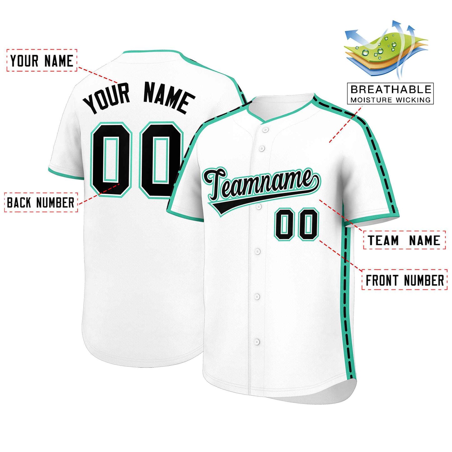 Custom White Bright Green Color Block Personalized Side Dotted Line Authentic Baseball Jersey Limited