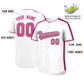 Custom White Pink Color Block Personalized Side Dotted Line Authentic Baseball Jersey Limited