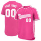Custom Pink White Color Block Personalized Side Dotted Line Authentic Baseball Jersey