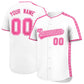 Custom White Pink Color Block Personalized Side Dotted Line Authentic Baseball Jersey