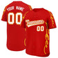 Custom Red Gold Side Flame Outline Pattern Sports Uniform Basetball Jersey