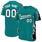 Custom Teal Black Side Flame Outline Pattern Sports Uniform Basetball Jersey