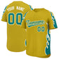 Custom Old Gold Teal Side Flame Outline Pattern Sports Uniform Basetball Jersey