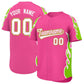 Custom Pink Neon Green Side Flame Outline Pattern Sports Uniform Basetball Jersey