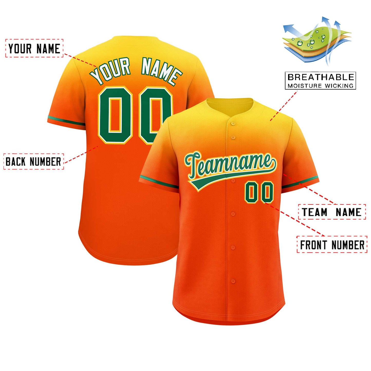 Custom Orange Gold Gradient Fashion Design Authentic Baseball Jersey Limited
