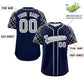 Custom Navy Gray-White Personalized Raglan Sleeves Authentic Baseball Jersey Limited