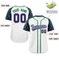 Custom White Purple-Kelly Green Personalized Raglan Sleeves Authentic Baseball Jersey Limited