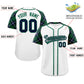 Custom White Kelly Green-Navy Personalized Raglan Sleeves Authentic Baseball Jersey Limited