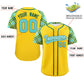Custom Gold Bright Green-Midnight Green Personalized Raglan Sleeves Authentic Baseball Jersey Limited