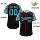Custom Black Sky Blue-Crimson Personalized Raglan Sleeves Authentic Baseball Jersey Limited