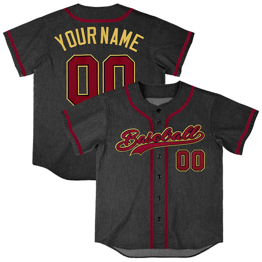Custom Black Personalized Denim Baseball Jersey For Men Women Boy
