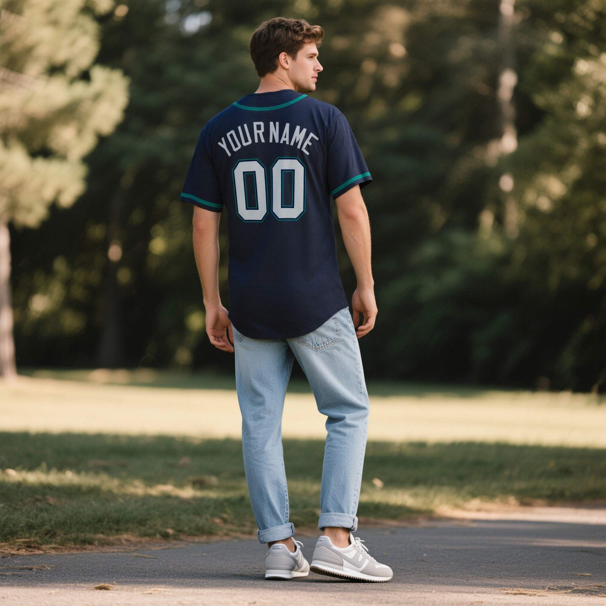 Custom Navy Personalized Denim Baseball Jersey For Men Women Boy Limited