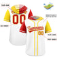 Custom White Red and Gold Split Fashion Raglan Sleeves Authentic Baseball Hoodie Jersey Limited