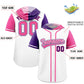 Custom White Purple and Pink Split Fashion Raglan Sleeves Authentic Baseball Hoodie Jersey Limited