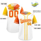 Custom White Orange and Gold Split Fashion Raglan Sleeves Authentic Baseball Hoodie Jersey Limited